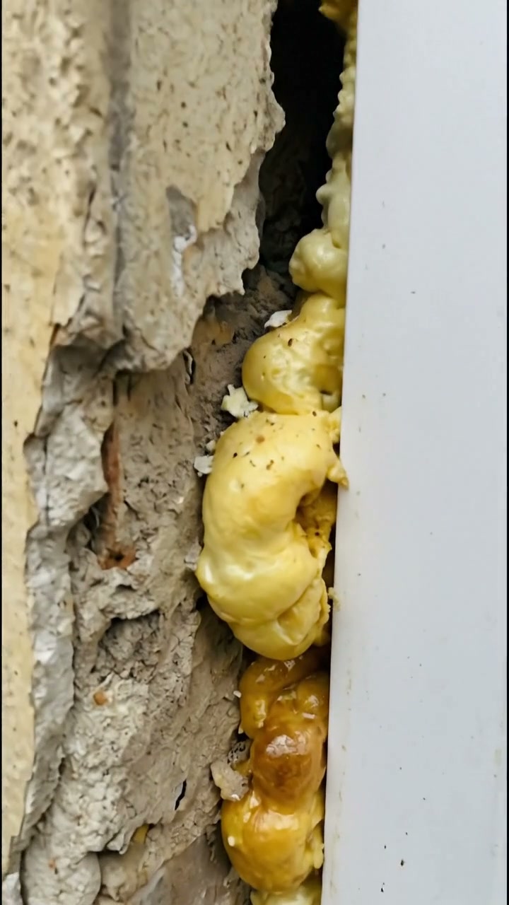 Neues Fenster in alter Wand, Anschlussfuge nur mit Bauschaum gefüllt (Symbolbild) - Energieberater Riad Yossef in Heilbronn